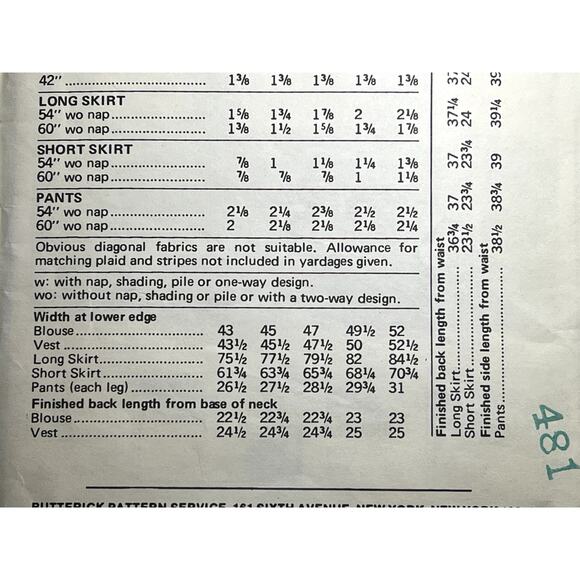 Butterick 3327 pattern pants blouse vest maxi skirt Size 18.5 - Picture 5 of 5